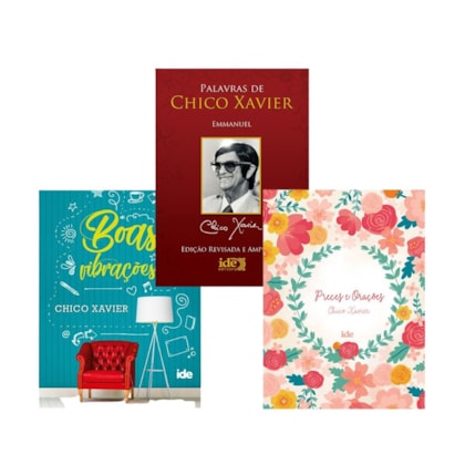 Kit 3 Livros Mensagens Chico Xavier: Boas Vibrações, Palavras de Chico Xavier e Preces e Orações